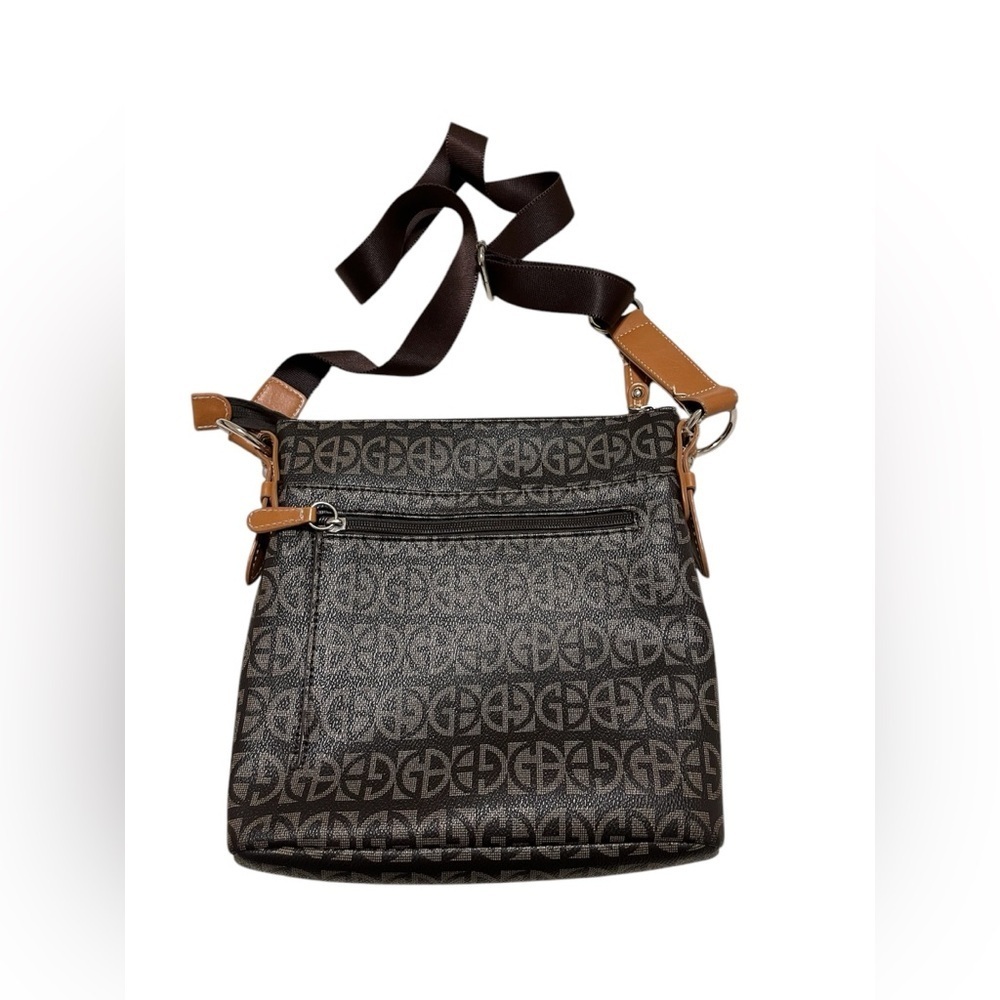 Giani Bernini Block Signature Logo Faux Leather Women's  Crossbody Bag Brown - Picture 2 of 7